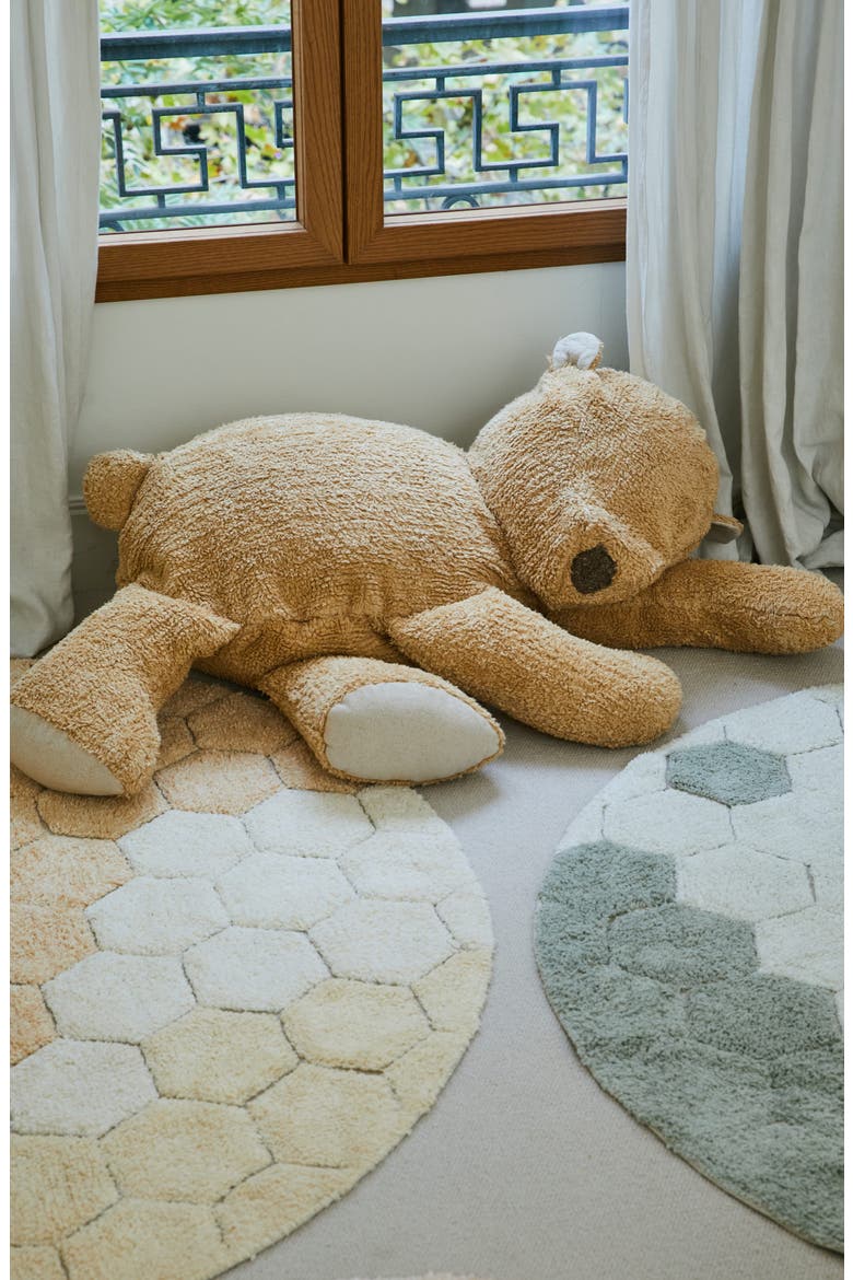 Honeycomb Washable Cotton Blend Round Rug, Alternate, color, GOLDEN