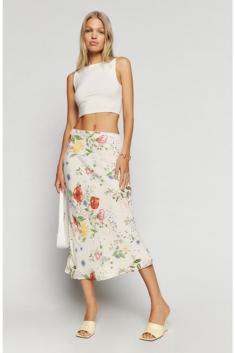 Layla Floral Midi Skirt, Alternate, color, ETUDE