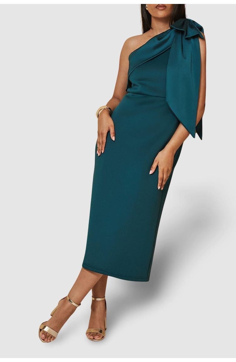 Wallis Petite Occasion One Shoulder Midi Dress, Alternate, color, Green