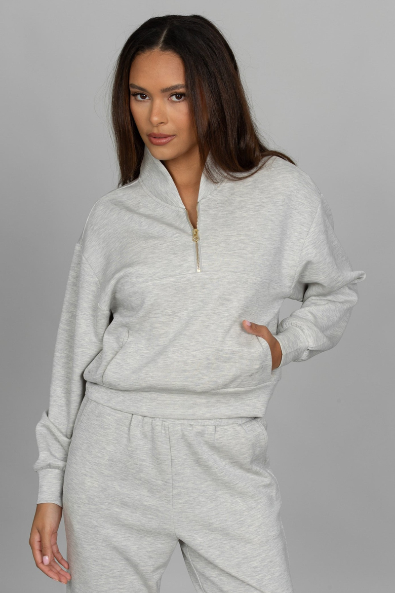 LuxeSoft Lounge Quarter Zip, Alternate, color, Heather Grey