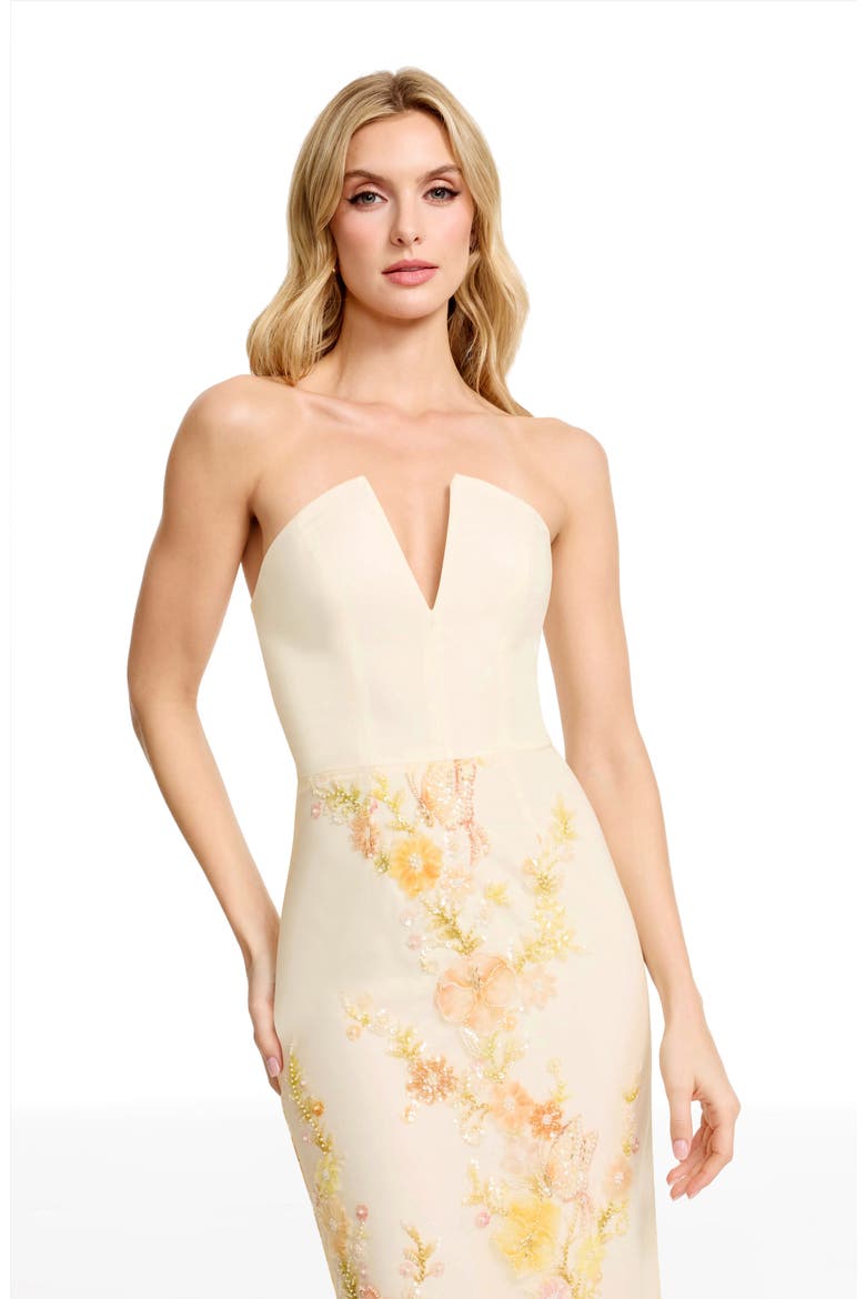 Fernanda Bead Embellished Floral Strapless Gown, Alternate, color, IVORY MULTI