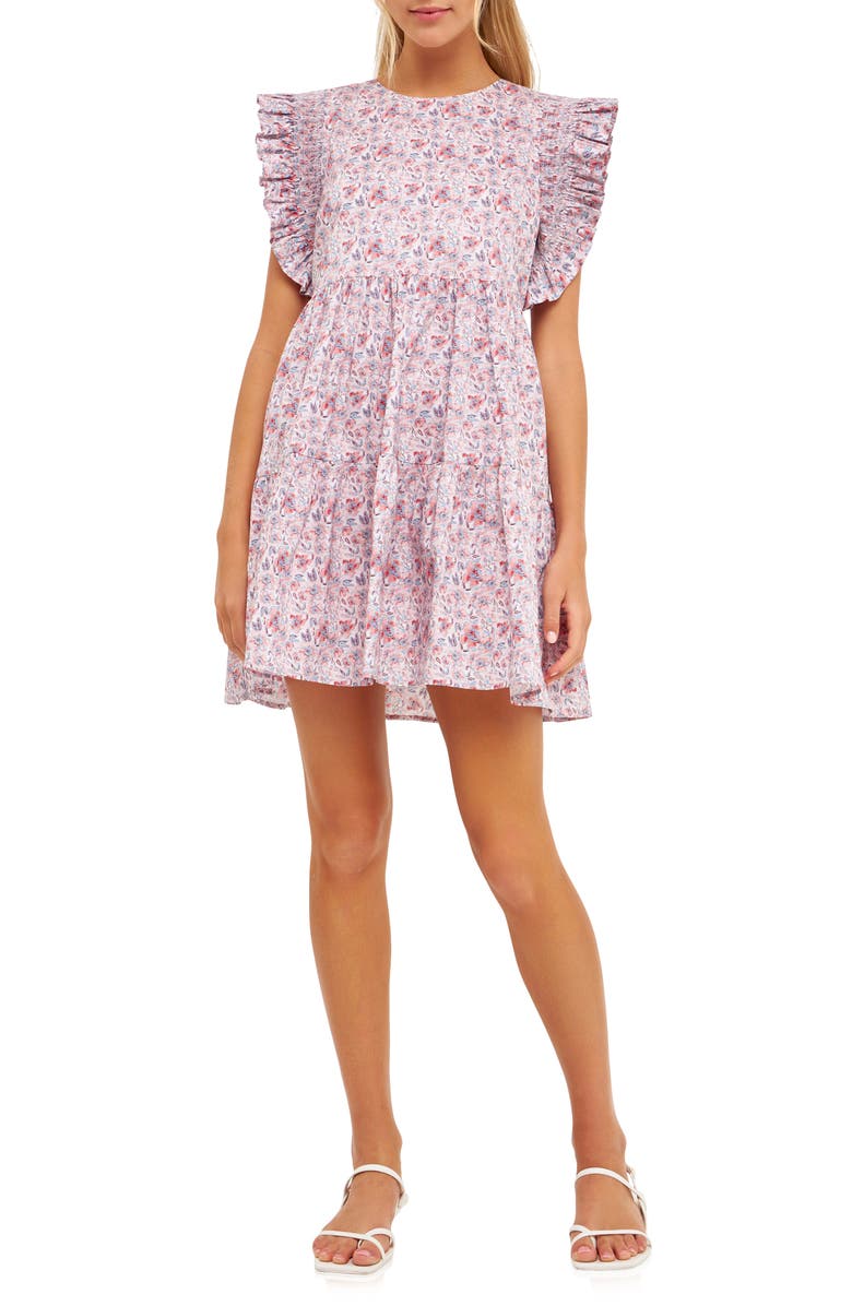 English Factory Floral Ruffle Babydoll Minidress, Main, color, 