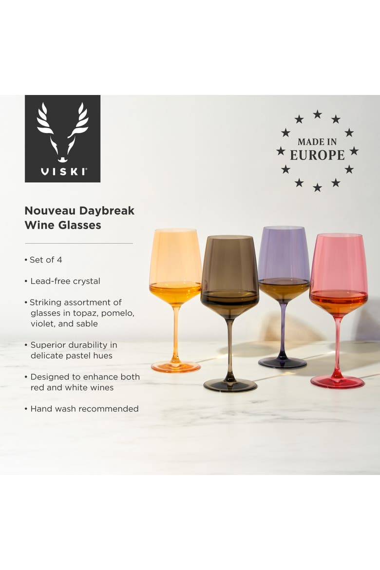 Reserve Nouveau Crystal Wine Glasses Set of 4, Alternate, color, Daybreak