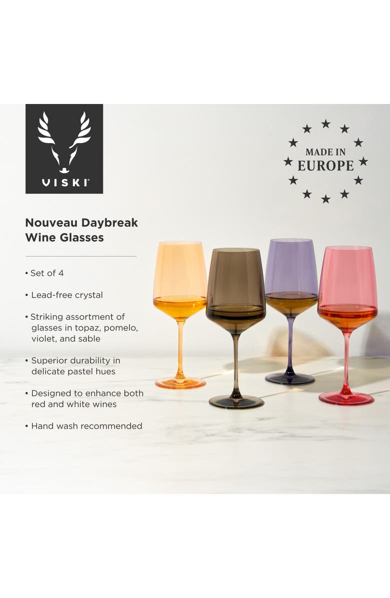Viski Reserve Nouveau Crystal Wine Glasses Set of 4, Alternate, color, Daybreak