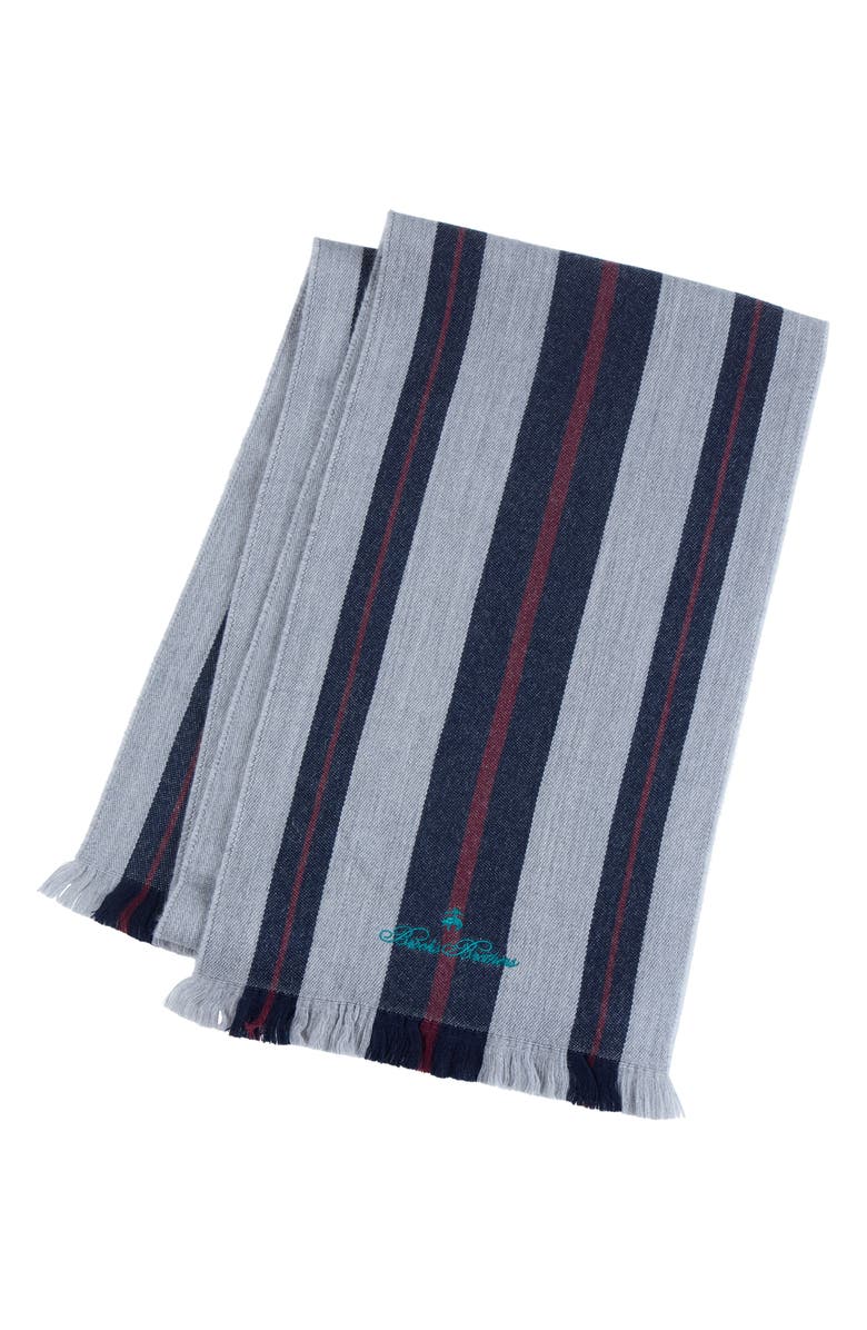 Brooks Brothers Variegated Stripe Wool Eyelash Fringe Scarf, Main, color, Grey