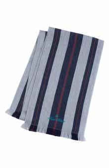 Brooks Brothers Variegated Stripe Wool Eyelash Fringe Scarf