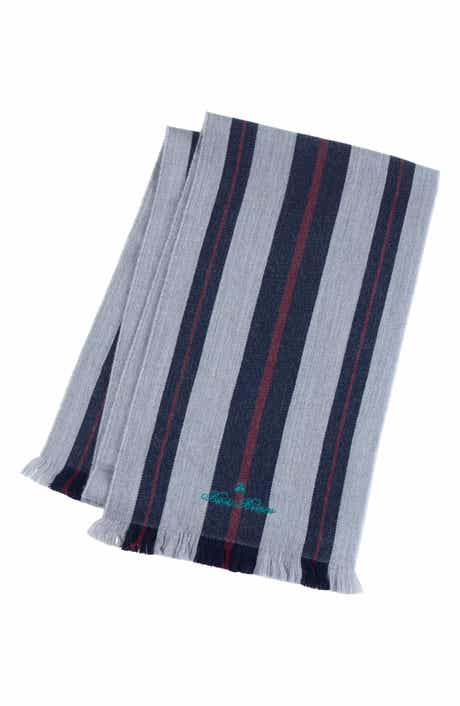 Brooks Brothers Variegated Stripe Wool Eyelash Fringe Scarf