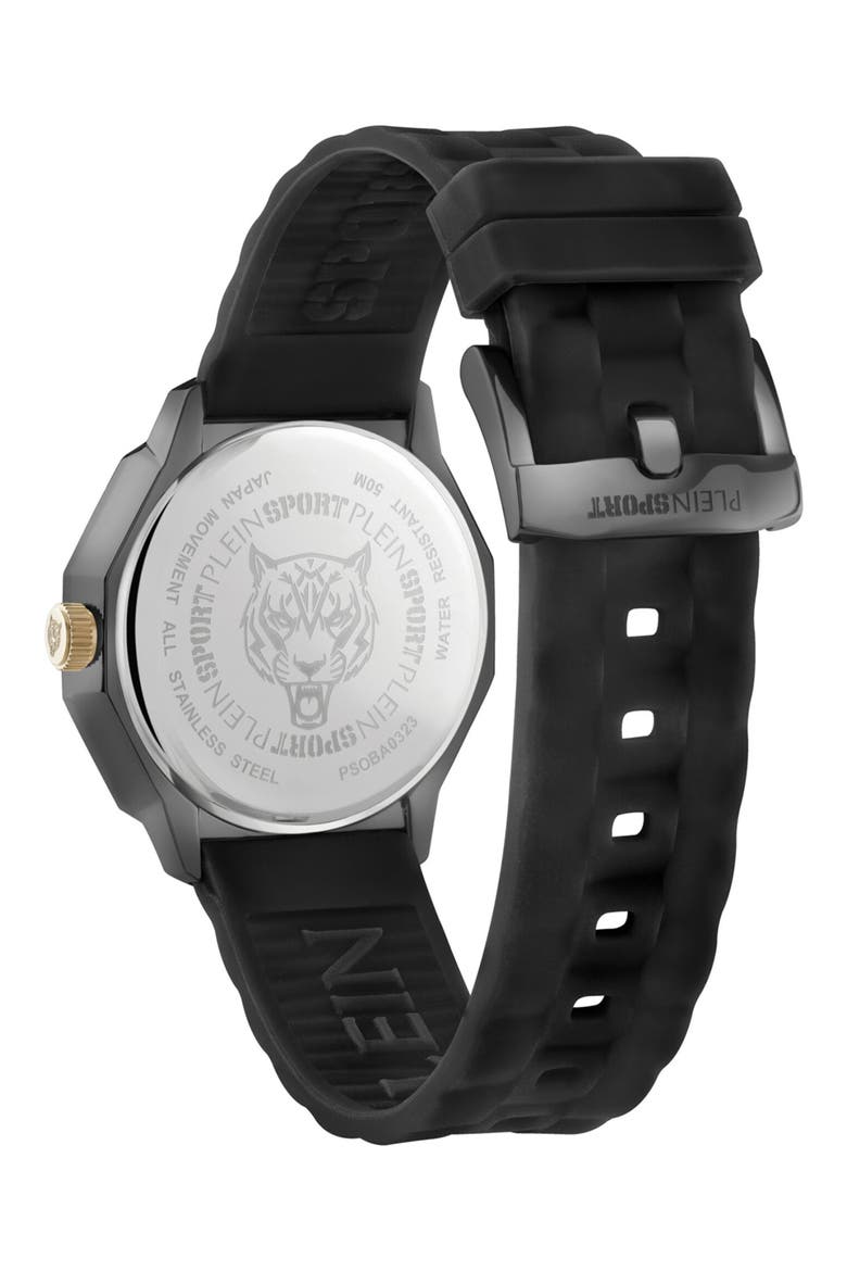 Sport Dynasty Silicone Strap Watch, 37mm, Alternate, color, BLACK
