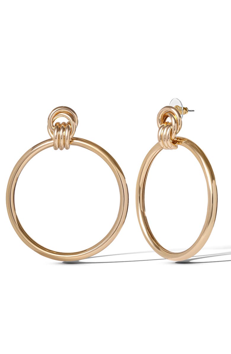 Jessica Simpson Oversized Gold Circle Drop Earrings, Main, color, 