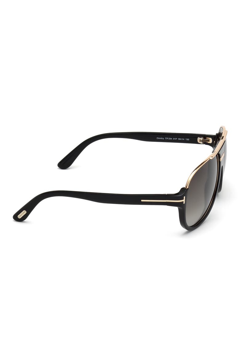 'Dimitry' 59mm Aviator Sunglasses, Alternate, color, SHINY BLACK/ SHINY ROSE GOLD