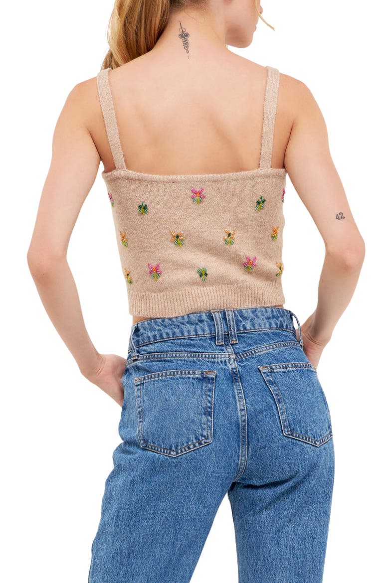 Beads Detail Crop Sweater Tank, Alternate, color, BEIGE
