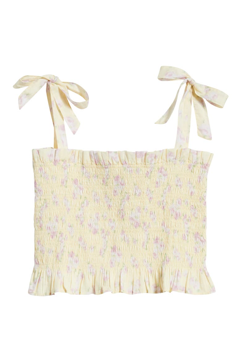 Kids' Merrinelle Smocked Cotton Crop Top, Main, color, LEMON SPRITZ