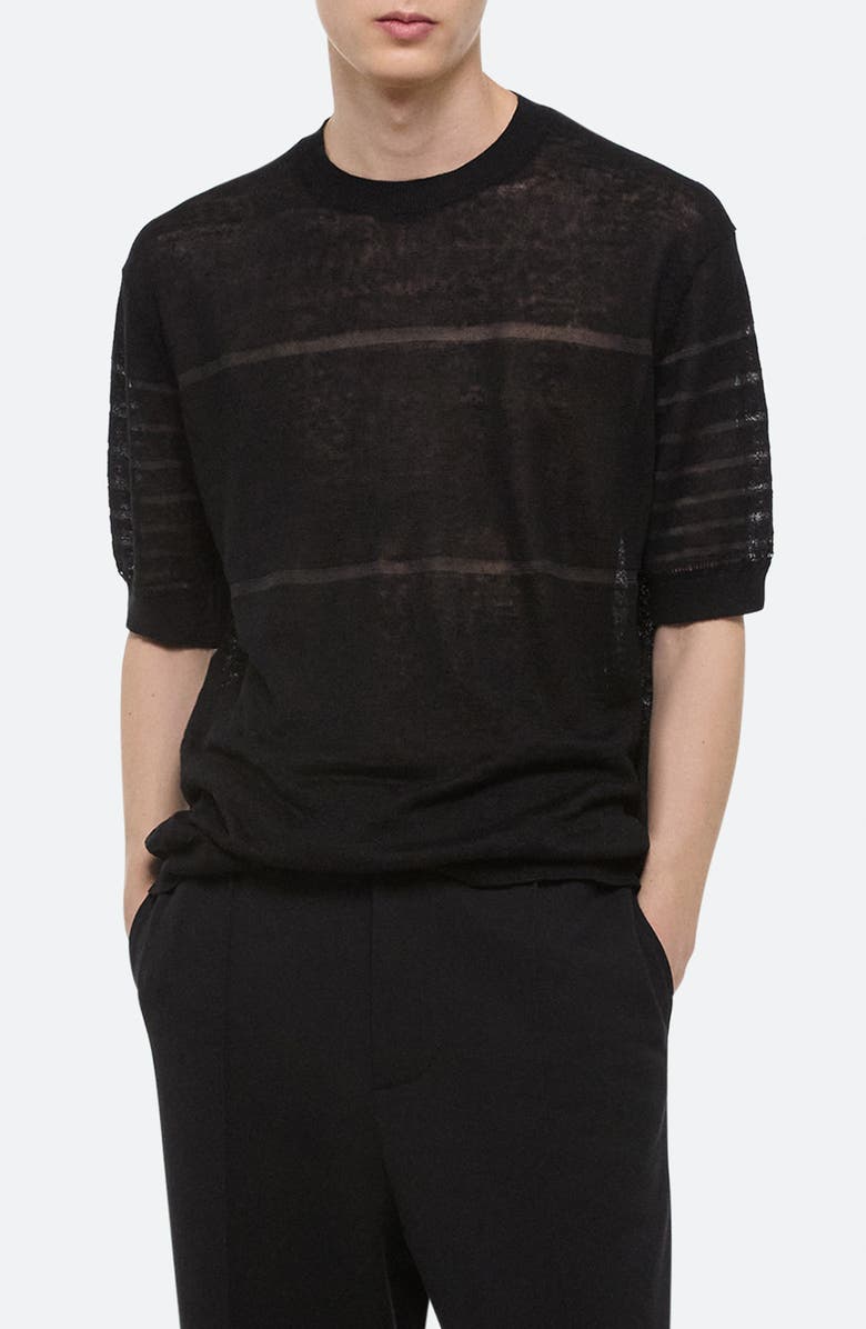 Helmut Lang Sheer Stripe Linen T-Shirt, Main, color, 