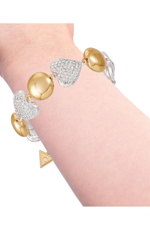 Guess Two-tone Crystal Linear Bracelet In Gold