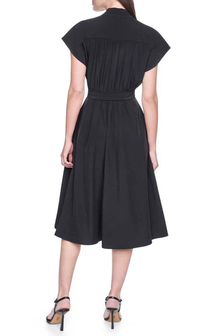 Cap Sleeve Midi Dress, Alternate, color, BLACK