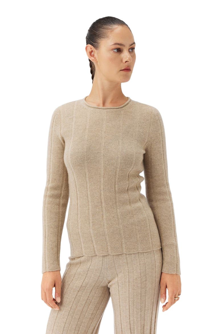 C-Neck Cashmere Sweater, Alternate, color, warm grey