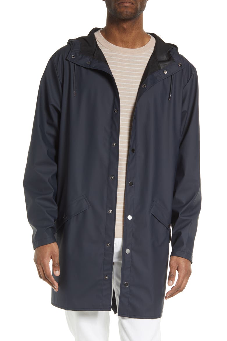 Waterproof Longline Jacket, Main, color, NAVY