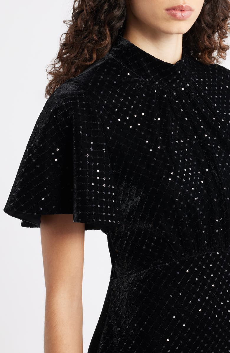 Julia Jordan Sequin Embellished Velvet Midi Dress, Alternate, color, Black