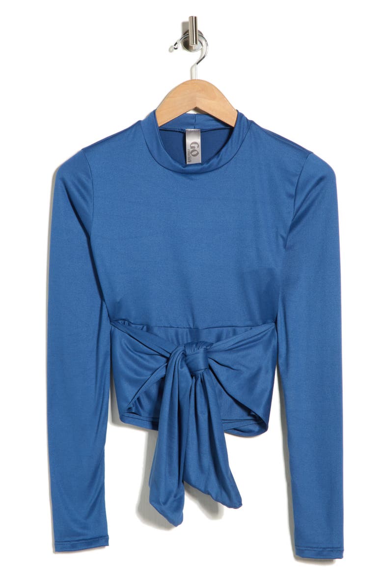 Wrap Front Long Sleeve Top, Alternate, color, LYONS BLUE SLUB