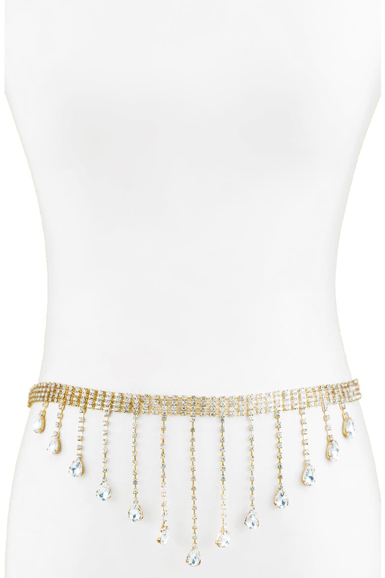 Crystal Drop Belly Chain, Main, color, GOLD
