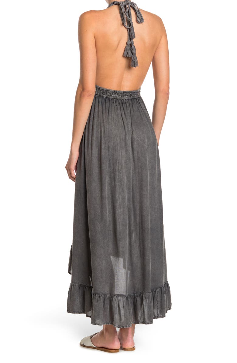 BOHO ME Open Back Plunge Neck Ombré Halter Dress, Alternate, color, 