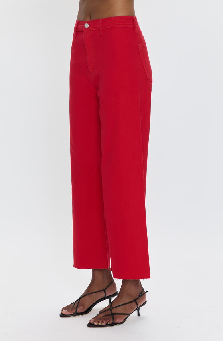 Pistola Penny Crop High Waist Raw Hem Wide Leg Jeans, Alternate, color, Ruby