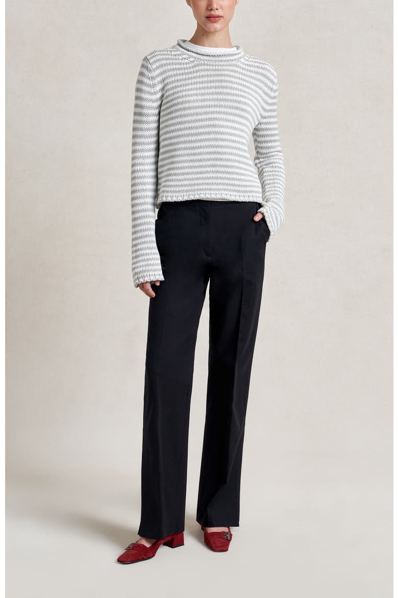 Mini Marina Fine Stripe Sweater, Main, color, Grey/Ivory