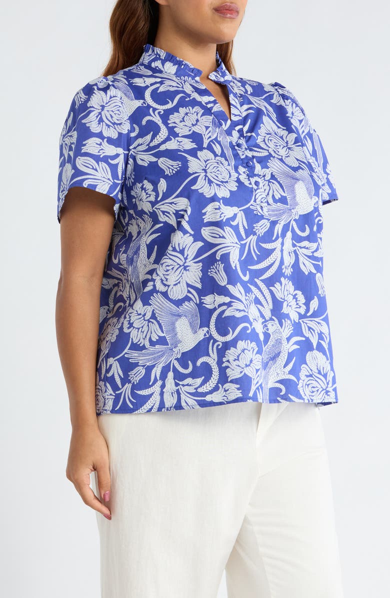 SUGARLIPS Mixed Print Cotton Top, Alternate, color, Navy-White