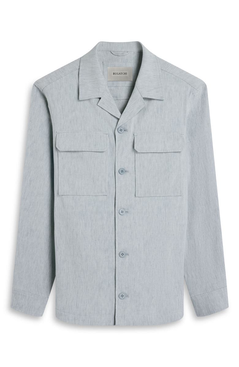Bugatchi Aerolinen Linen Blend Shirt Jacket, Alternate, color, Shark