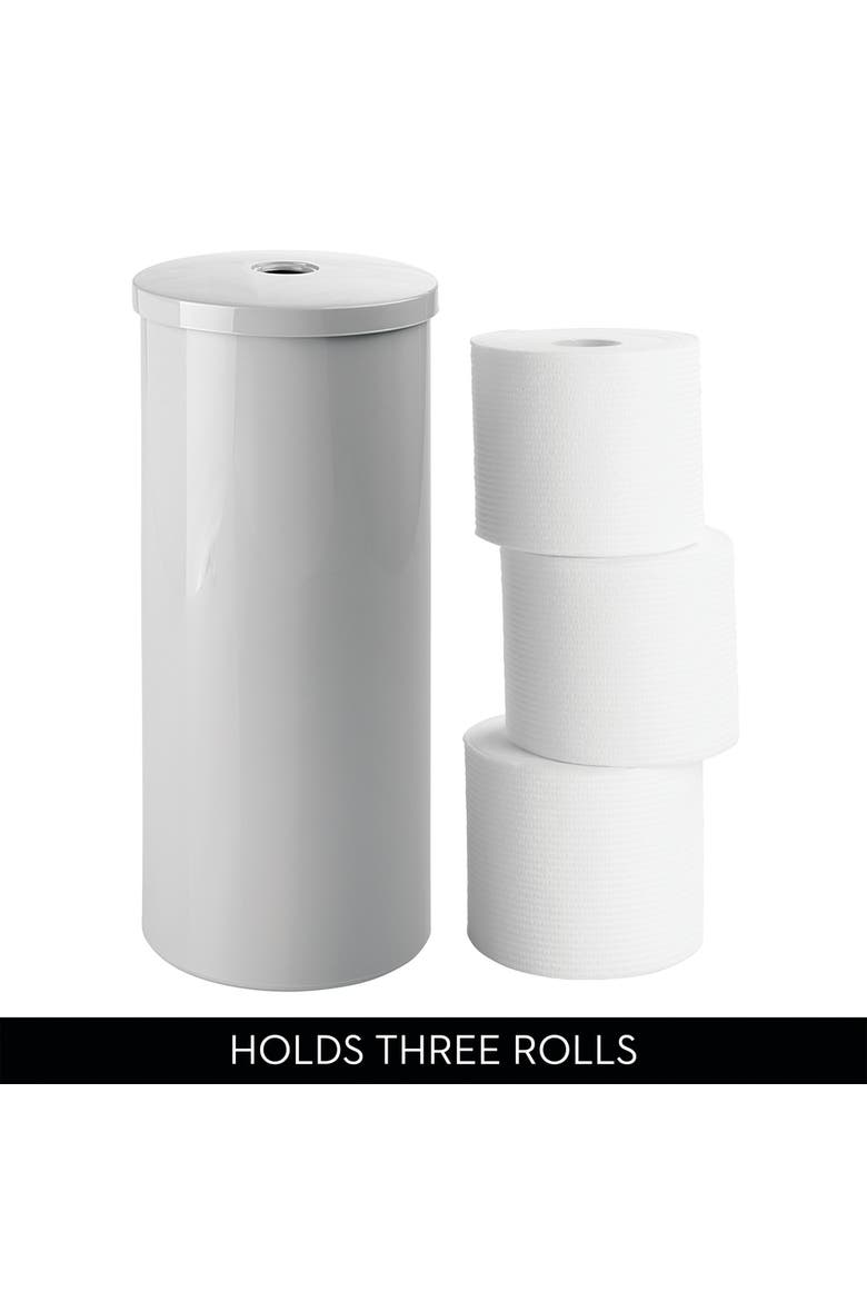 Freestanding Toilet Paper Canister with Lid for 3 Extra Rolls, Gray, Made in USA, Alternate, color, Gray