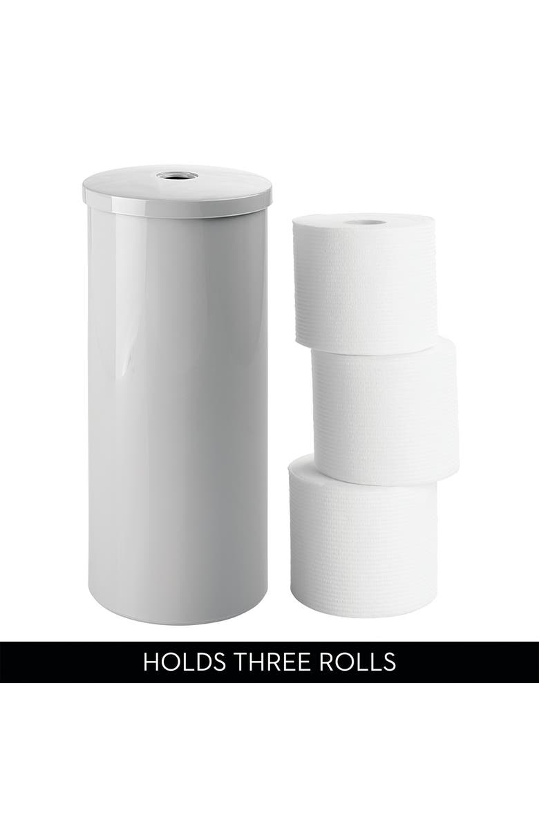 iDesign Freestanding Toilet Paper Canister with Lid for 3 Extra Rolls, Gray, Made in USA, Alternate, color, Gray