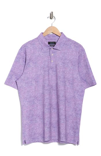 Bugatchi Abstract Print Stretch Cotton Polo In Purple