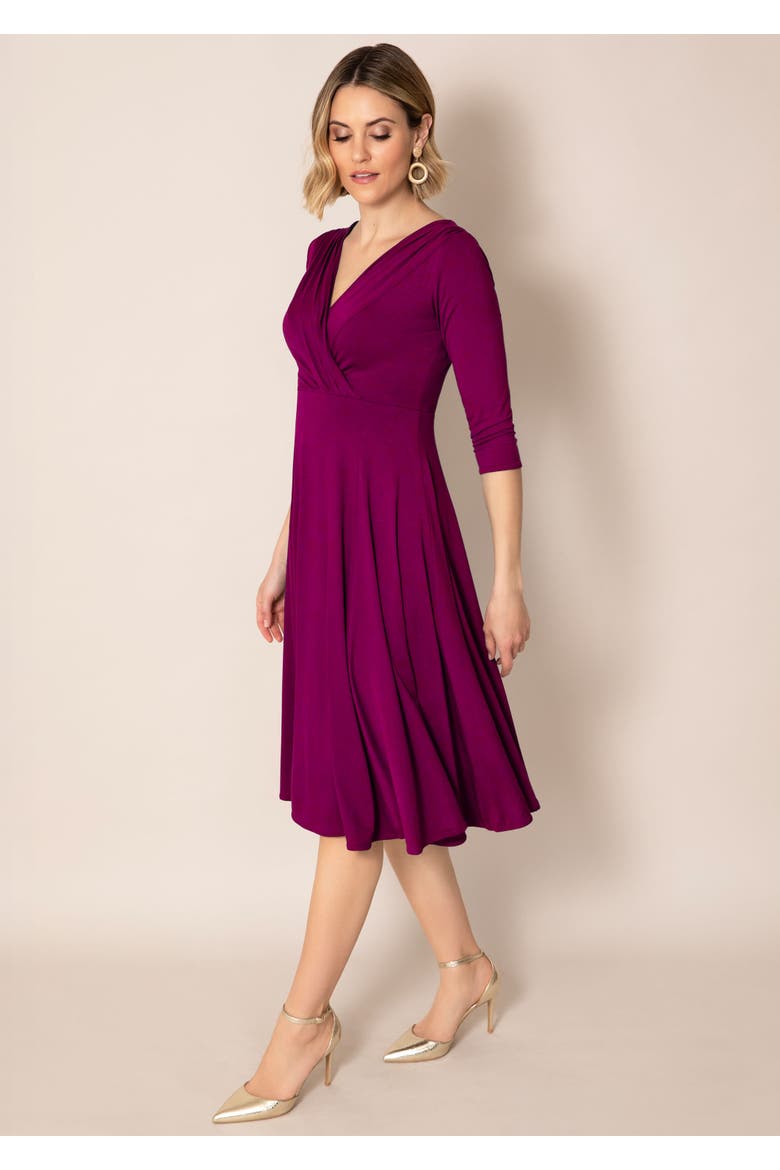 Annie Fit-Flare Midi Dress, Alternate, color, Plum Wine