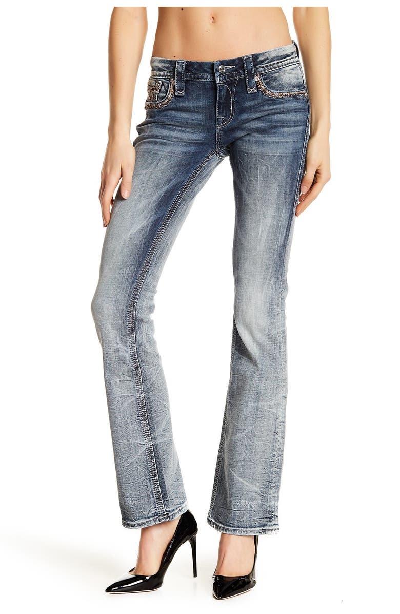 Rock Revival Betty Bootcut Rhinestone Embellished Jeans, Main, color,