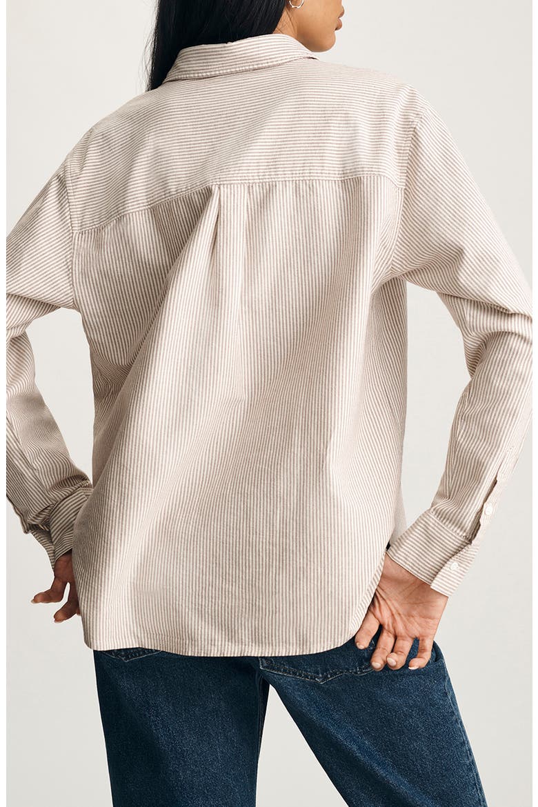 Stripe Cotton Button-Up Shirt, Alternate, color, BURGUNDY STRIPED