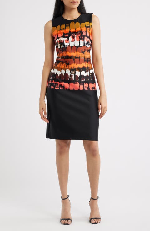 Print Sleeveless Sheath Dress (Regular & Petite)