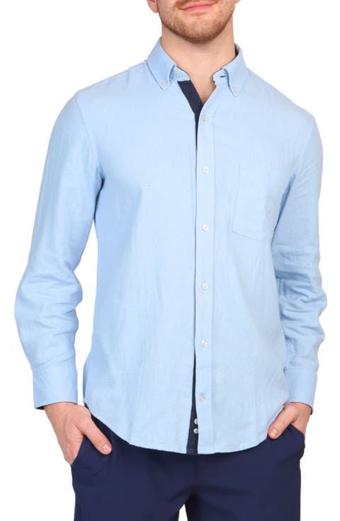 Linen Blend Button-Down Shirt