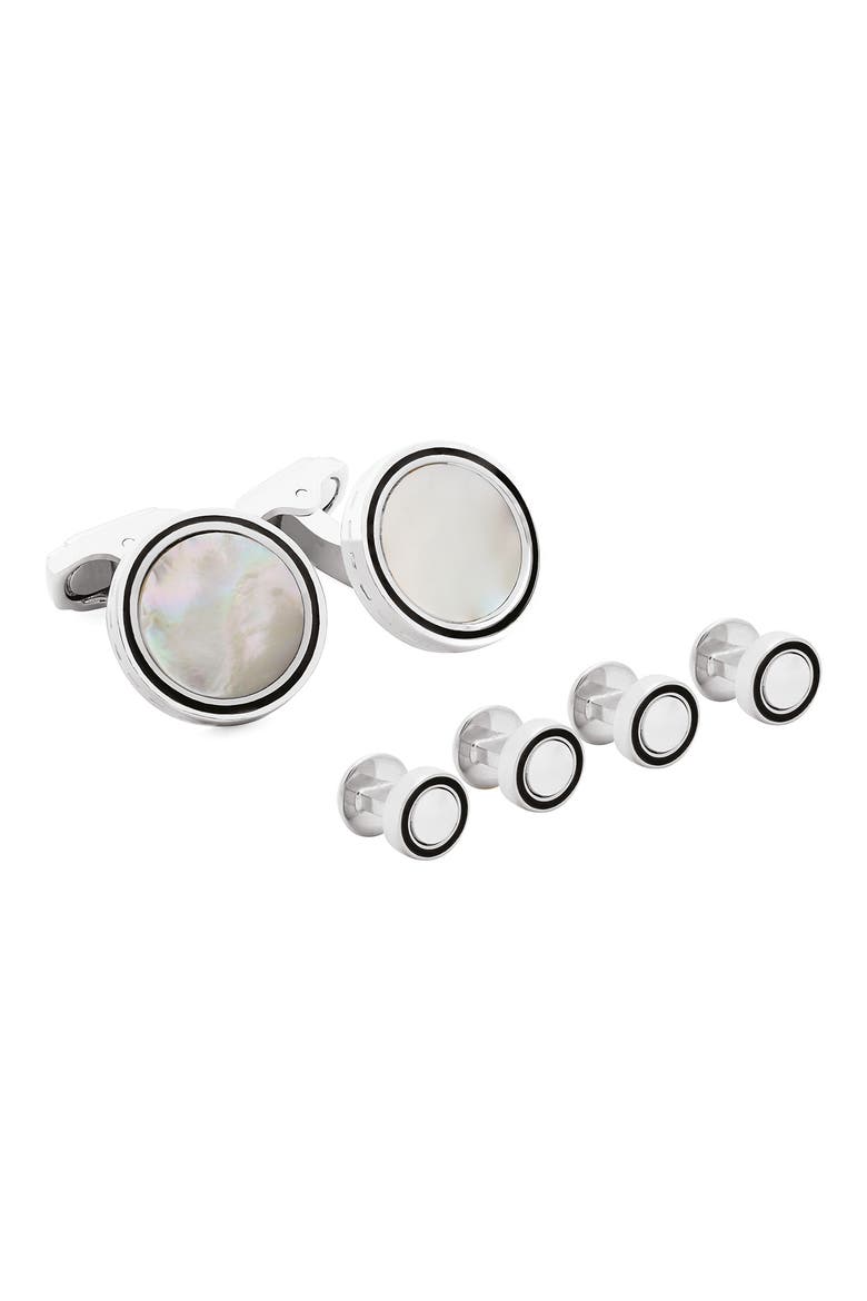 Tambor Mother-of-Pearl Cuff Links & Studs Set, Main, color, MOP