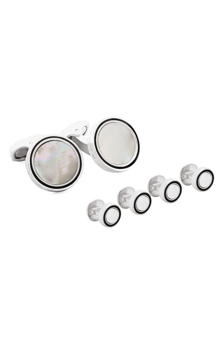 Thompson of London Tambor Mother-of-Pearl Cuff Links & Studs Set, Main, color, Mop