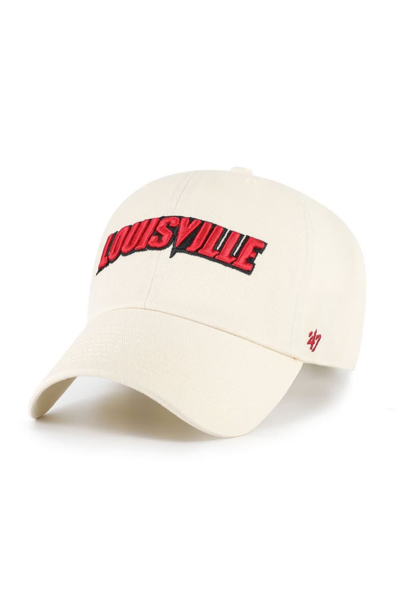 '47 Men's '47 Sand Louisville Cardinals Clean Up Adjustable Hat, Main, color, Cream