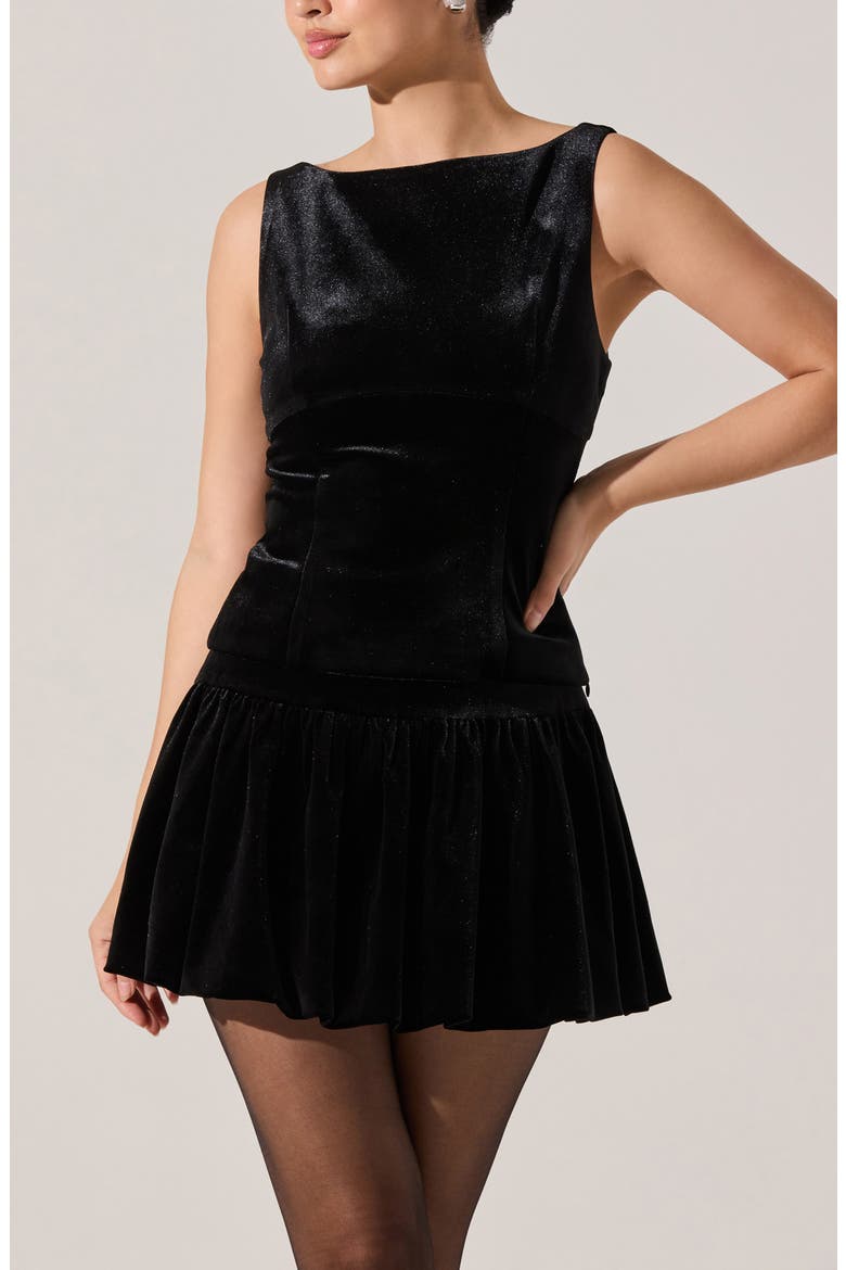 Jinnie Sparkle Velvet Bow Back Top, Alternate, color, BLACK