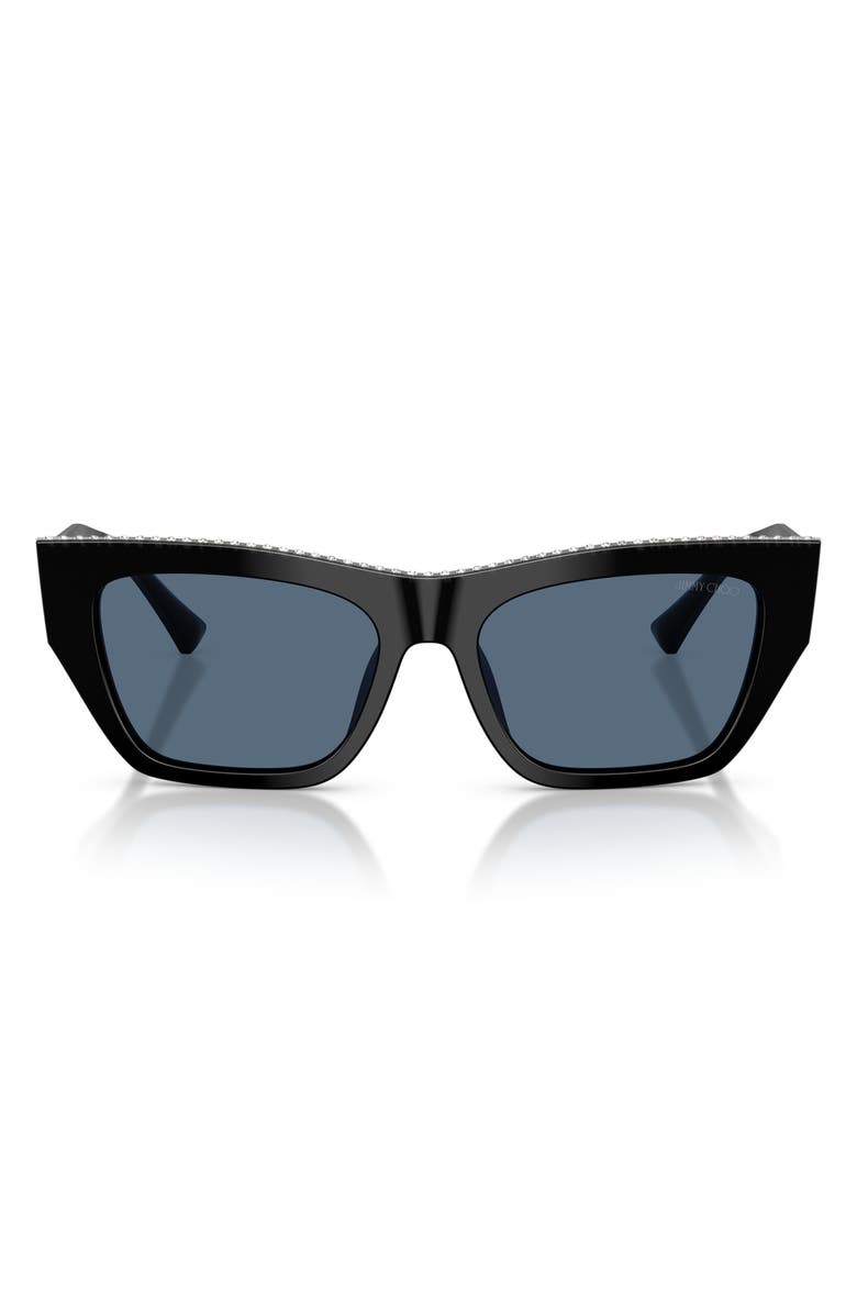 Jimmy Choo 54mm Cat Eye Sunglasses, Main, color, Black/ Dark Blue