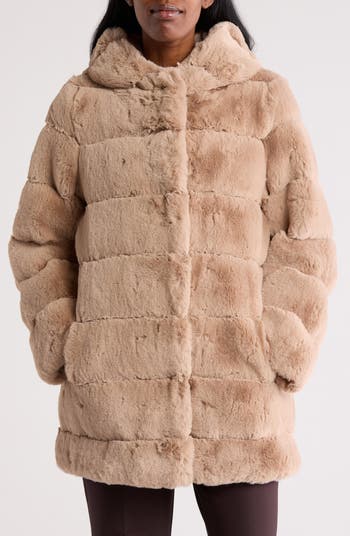 BCBGeneration BCBGMAXAZRIA Quilted Faux Fur Hooded Coat Nordstromrack