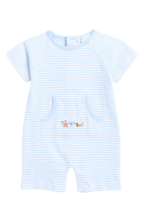 Dog Stripe Pima Cotton Romper (Baby)