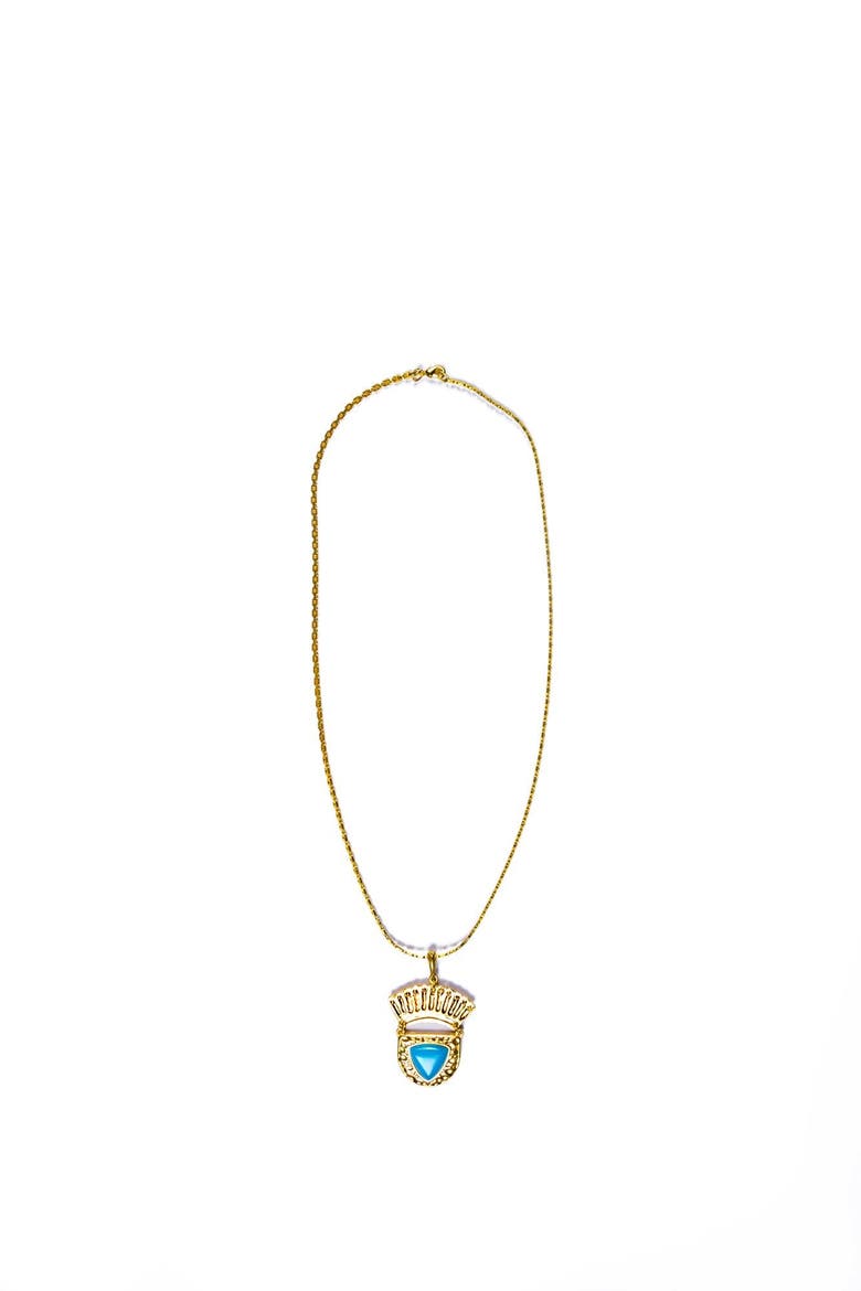 Chalcedony Venilia Necklace, Alternate, color, Gold/Blue