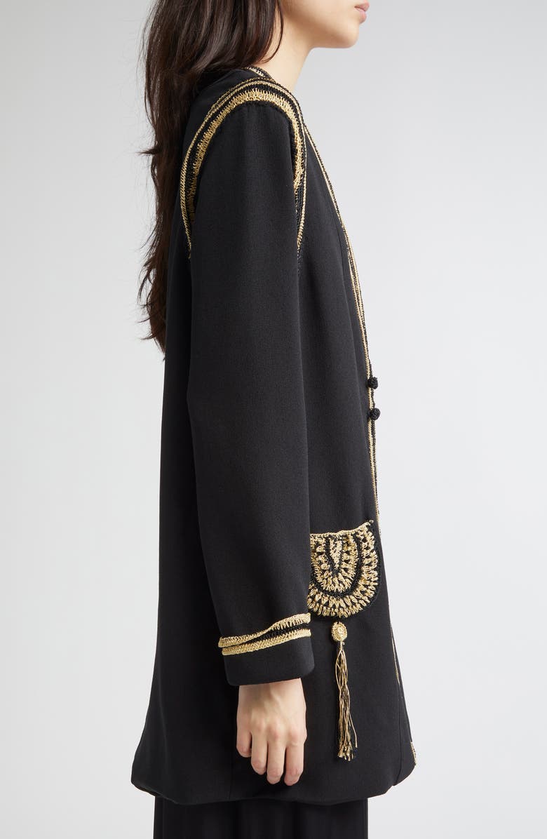 Bode Weedy Crochet Jacket, Alternate, color, Black/ Cream