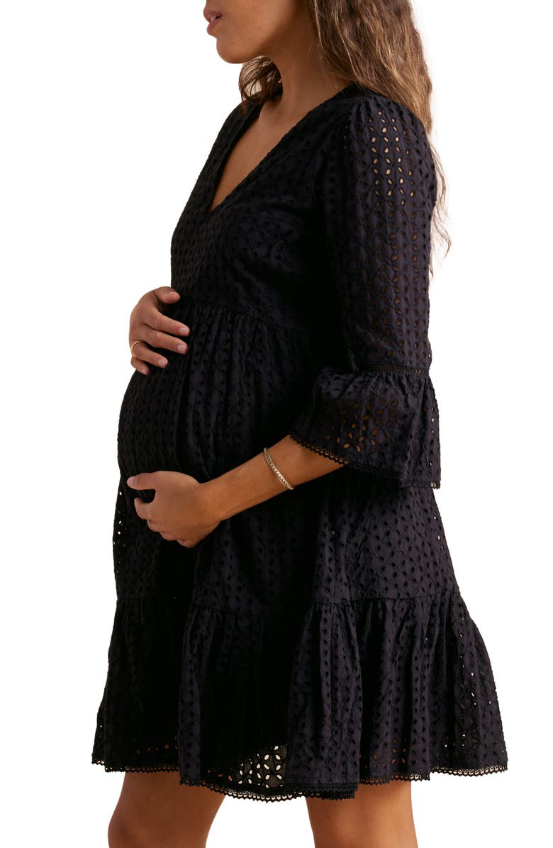 A PEA IN THE POD Cotton Eyelet Babydoll Maternity Dress, Alternate, color,