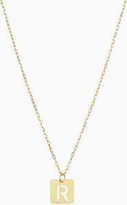 Oradina 14K Gold Initial Tile Petite Necklace