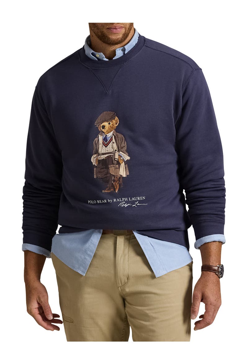 Big & Tall Polo Bear Fleece Sweatshirt, Main, color, FADED BLUE HRTG BEAR