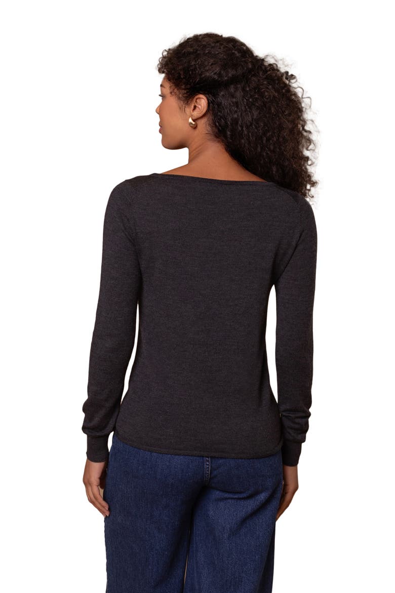 MERINO FINE KNIT BOAT NECK SWEATER, Alternate, color, CHARCOAL